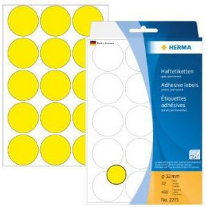Etykiety samoprzylepne Herma okrągłe kropki 32mm żółte